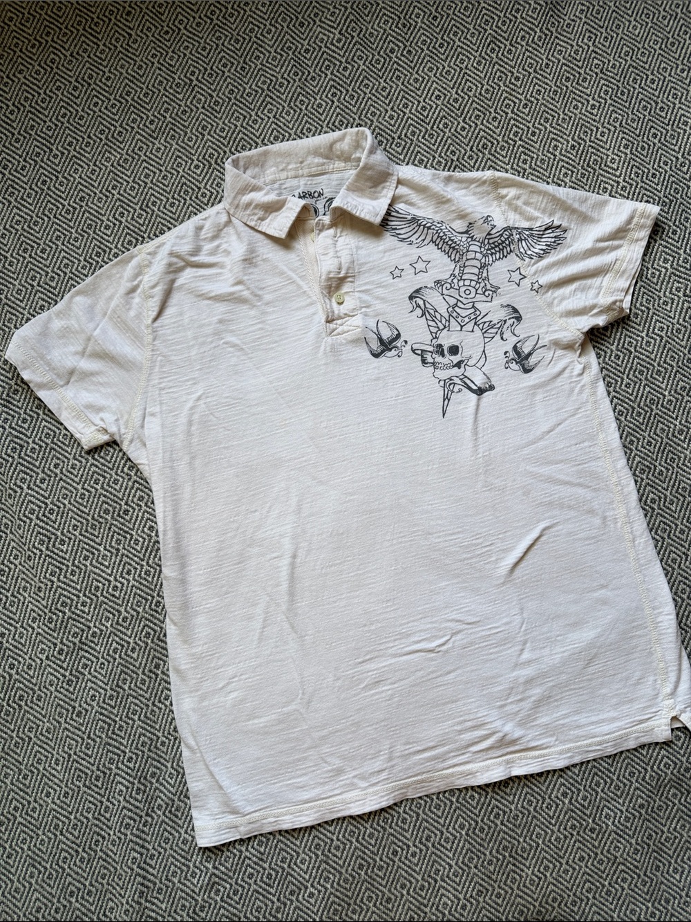 Men's White Graphic Polo Shirt by Carbon